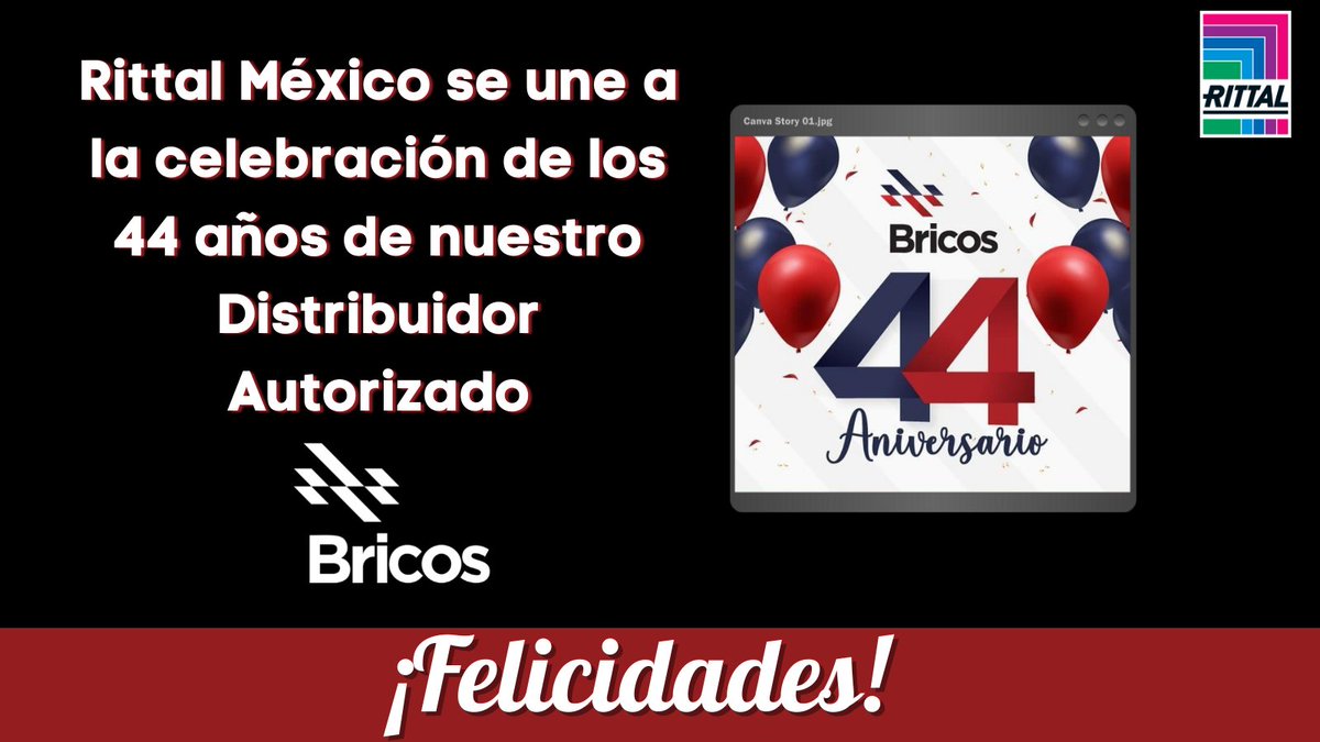 RittalMX's tweet photo. Rittal México Felicita a su Distribuidor Autorizado #BRICOS por un aniversario más.
🎉 ¡FELICIDADES!🎉
#MeetRittal #RittalMX #DistribuidorAutorizado https://t.co/ziiKoPZZwK