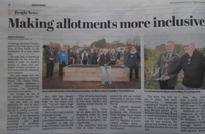 BaconBoy1989's tweet photo. Here is a recent @HastingsObs article featuring the opening of an #Easyplot at the Bembrook Allotments. #Mayor #Hastings #Allotments. https://t.co/agXdb3lQRj