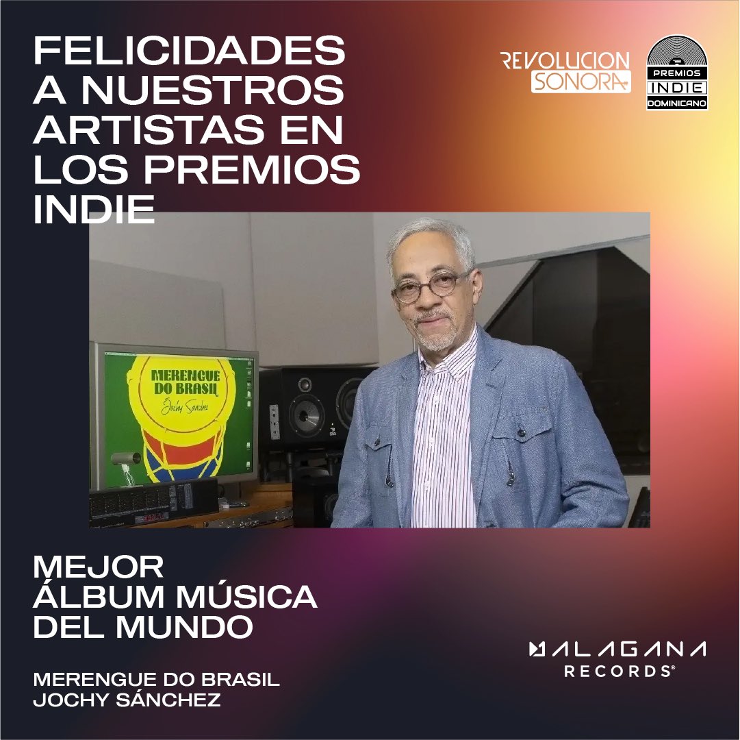 ¡Muchas felicidades <a href="/Jochy_Sanchez/">Jochy Sanchez</a> por la categoría de MEJOR ÁLBUM MÚSICA DE MUNDO 🌍! 💿 en los #PremiosIndieDominicano en su #SegundaEdición #RD