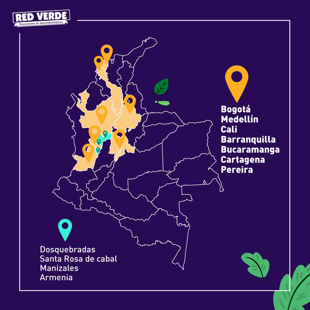 redverdecol's tweet photo. Hoy queremos recordarte nuestra cobertura a nivel nacional 🗺️ También puedes comunicarte a la línea de atención ☎️ 3174050510 para identificar el punto de entrega más cercano o visitar nuestra página web https://t.co/TSuEmxXOXv https://t.co/M8e9uzgTcC