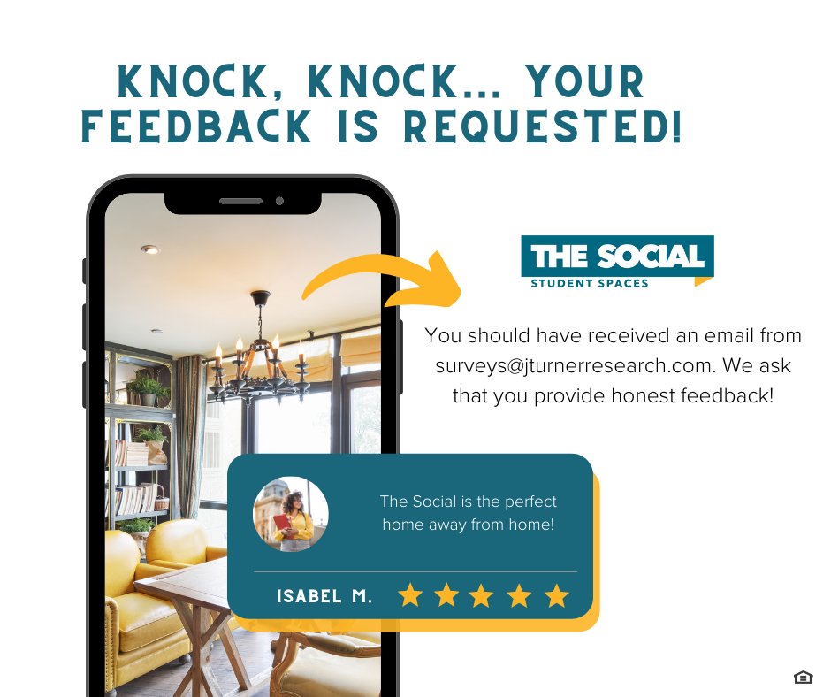 Knock, knock... sending a reminder about our community survey. 👋

We know it's a busy time of year for our residents, but your feedback is so valuable! Please take time to submit as there is only a limited time left. An email will be coming from surveys@jturnerresearch.com!