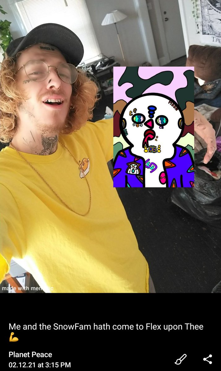 OpulentDecision's tweet photo. Let's Goo 🔥🔥 We have our first entry for our photo bomb contest 😃😃

In the lead with this dope entry

Made by @PlanetPeaceNFTs @MonDalaNFTs 

Big Chillin Vibes. https://t.co/8cgSkzNfG5