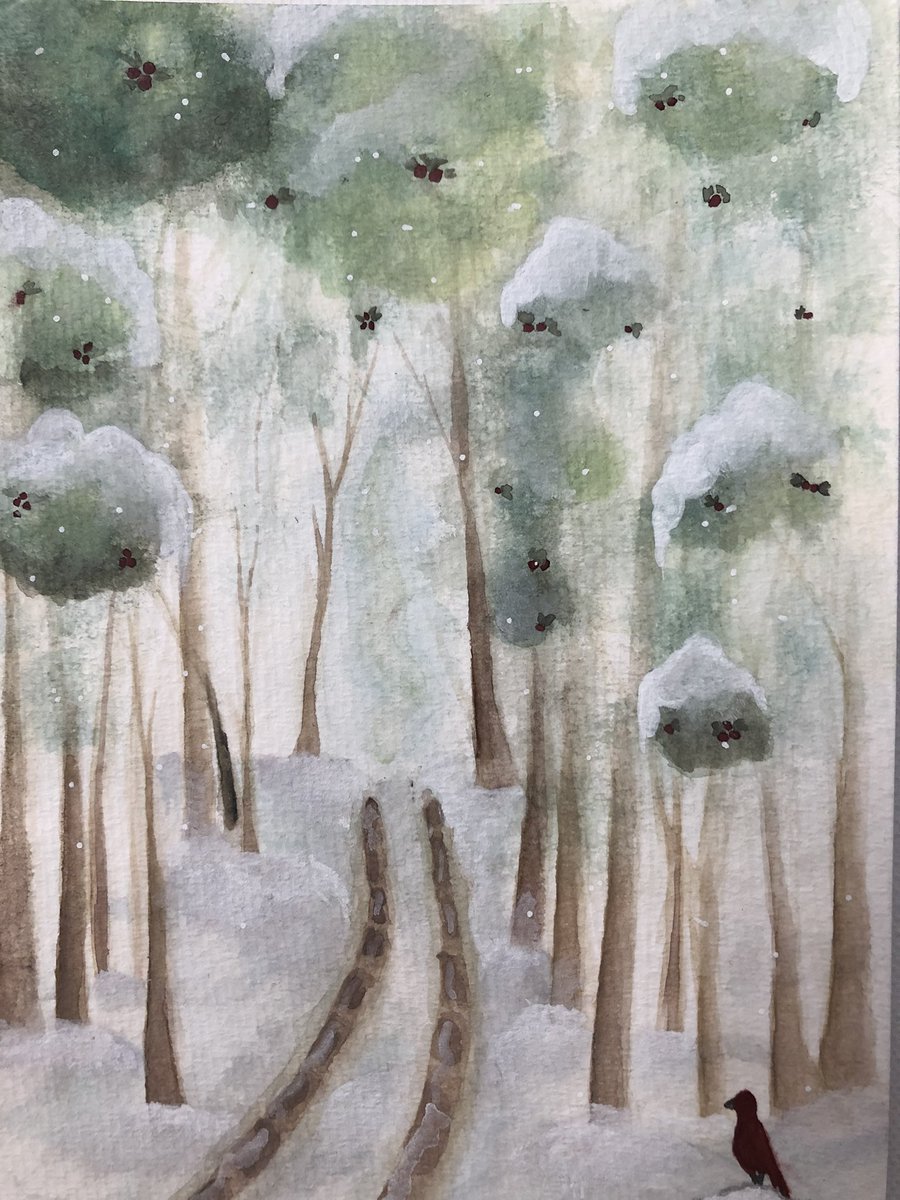 Beautiful winter watercolor by Hannah, sophomore! 🤍❄️ #pepperellpulse