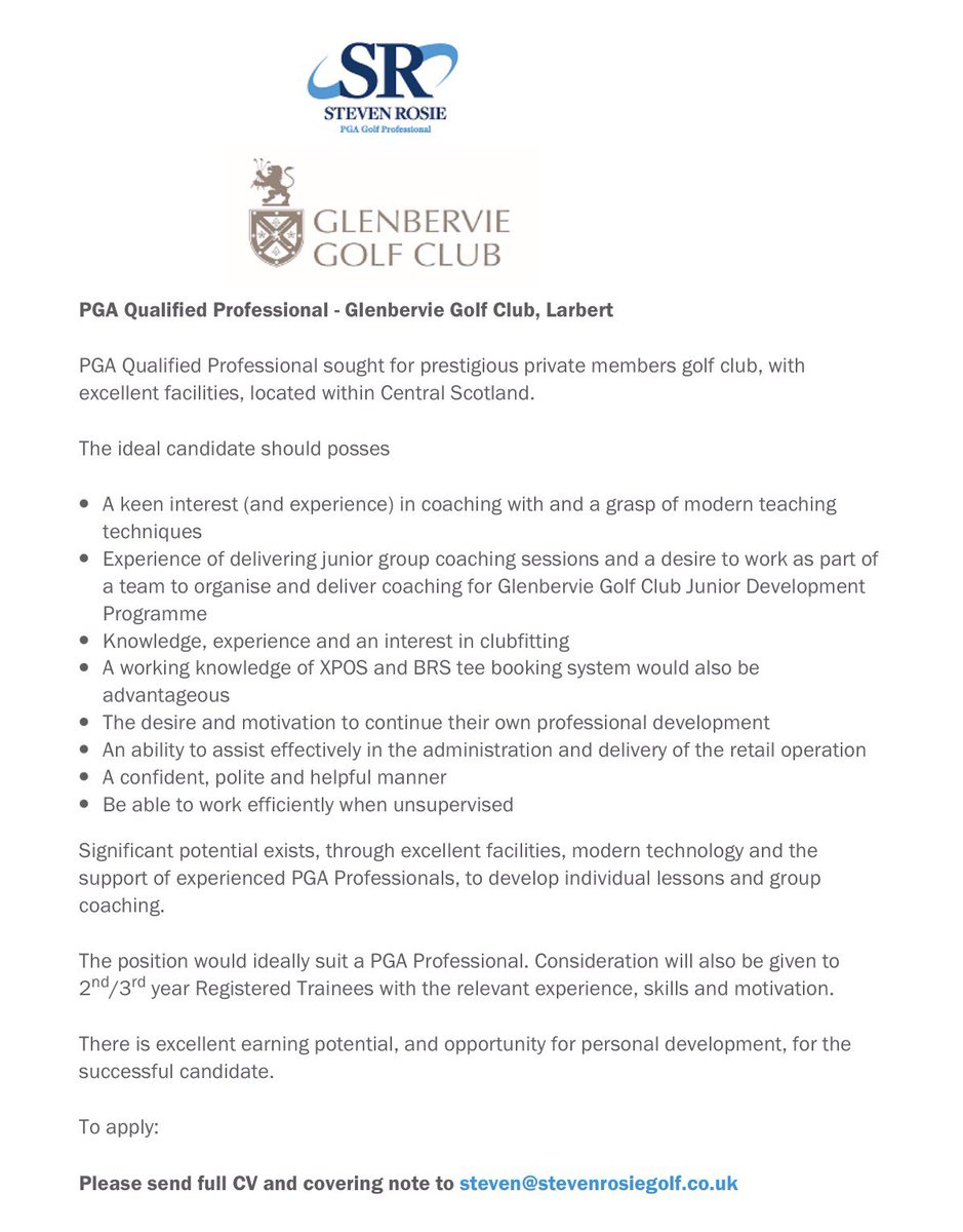 StevenRosie's tweet photo. We’re hiring @Glenberviegc https://t.co/OGlKLJA4lo