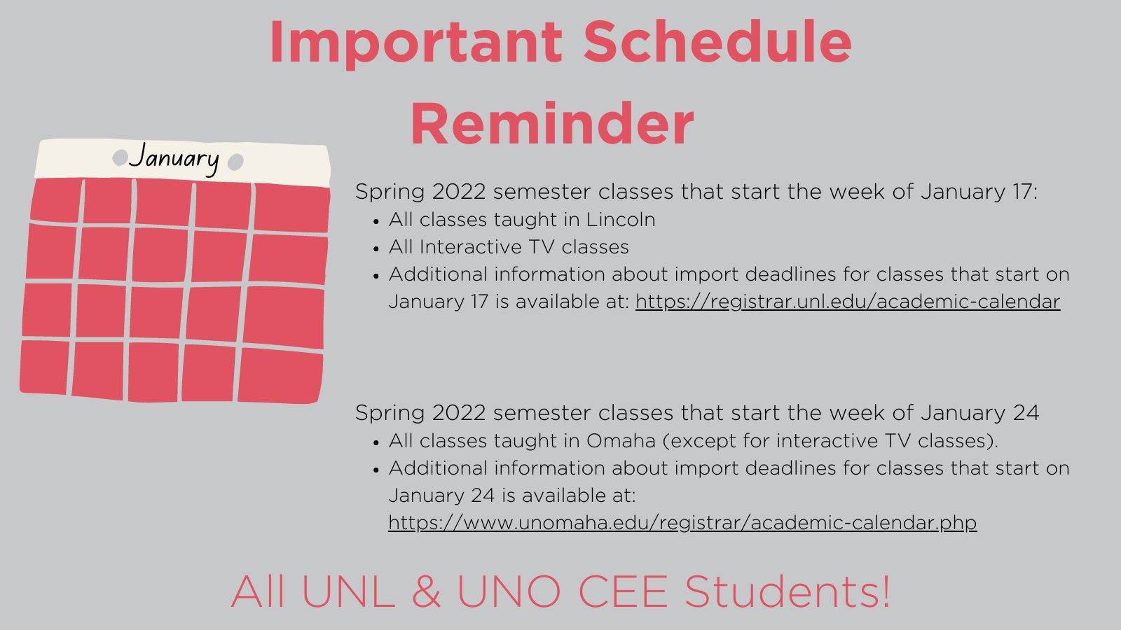Unl Academic Calendar Spring 2022 Nebraska Civil And Environmental Engineering (@Unl_Cee) / Twitter