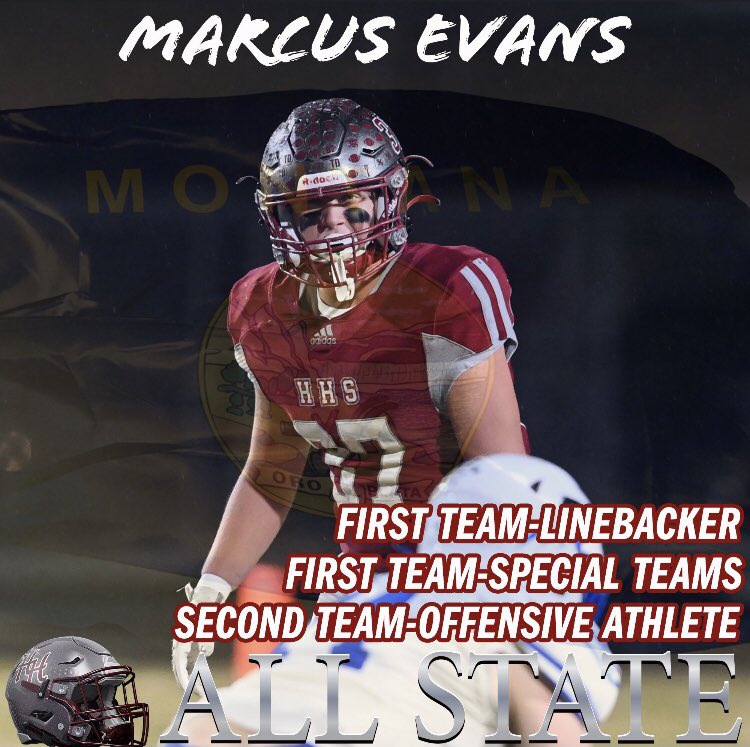 MarcusEvans37's tweet photo. Very excited to say I have received First Team All State Middle-Linebacker as well as First team All-State Special Teams and Second Team All-State Offensive Athlete 🐻#GoGriz https://t.co/55Eh4BQd0M