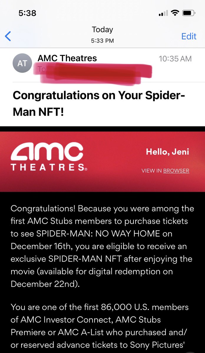 TrickOrTrader's tweet photo. Omg I’m so stoked!!! I got one of the NFT’s!!
#SpiderManNoWayHome #spidermanNFT #AMCFirstEverNFT #AMCSTRONG #AMC https://t.co/yFgYFFHC1l