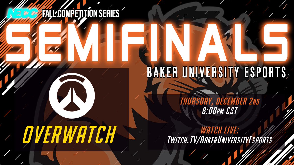 🔥⚡️TONIGHT: 8pm CST⚡️🔥

Tune in to watch our Wildcats Overwatch team up against <a href="/ValpoEsports/">ValpoEsports</a> in the <a href="/neccgames/">NECC</a> semifinals round!

📺: Twitch.tv/BakerUniversit…