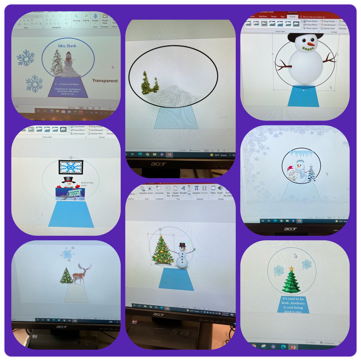 ateach0130's tweet image. It’s Cool to be Kind! Very proud of these Miller 3rd grade Ss! They practiced their tech skills by building and creating snow globes using PowerPoint! @Millerprin @tbarrettob @EdTech_OB #cooltobekind #KindnessMatters #BeKindAlways