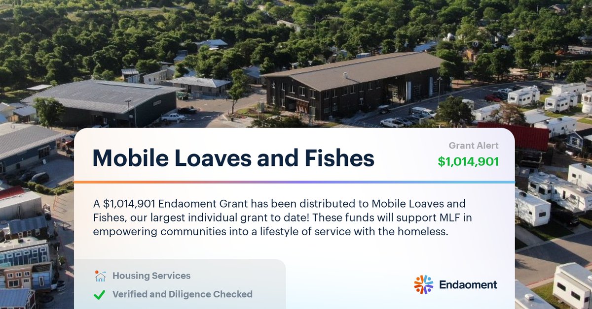 endaomentdotorg's tweet photo. We are thrilled to announce the distribution of our largest #EndaomentGrant to date- $1,014,901 to 
@mobileloaves, using proceeds donated from the sale of @ippsketch's @artblocks_io NFT "Bent" 🍞🐟🏠

#NFTsforGood #CryptoConscience #CryptoPhilanthropy #GivingSeason https://t.co/8lZDjTO9HS