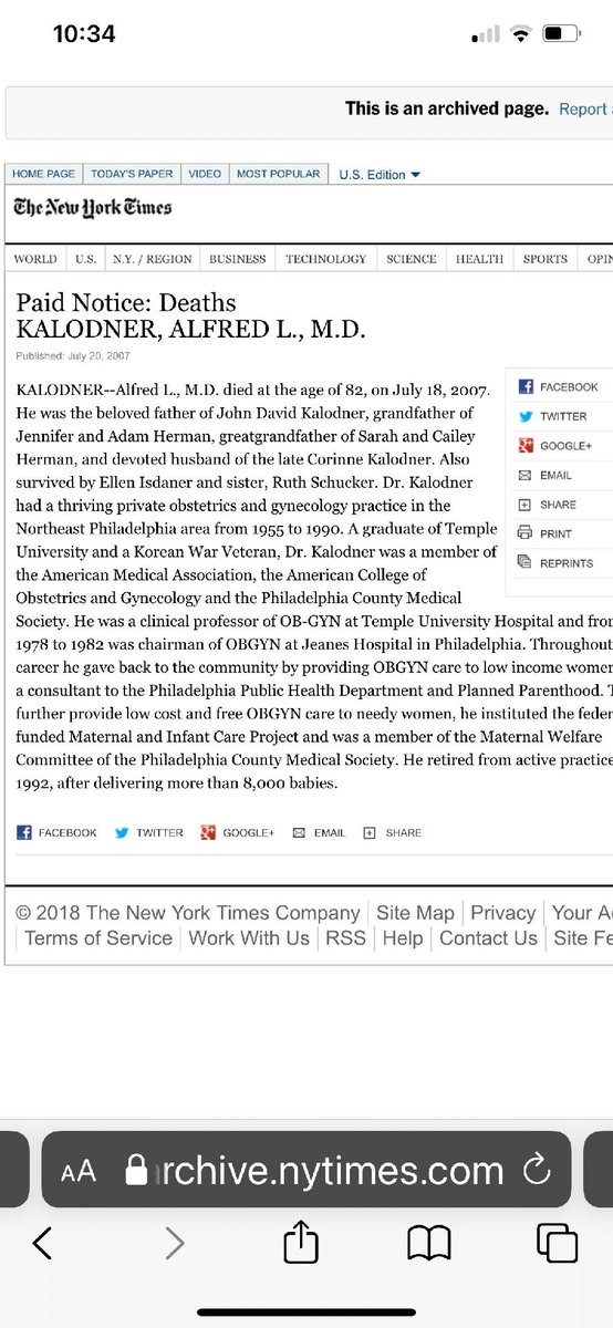 DebbieHerdan's tweet photo. Dr Kalodner, pro-woman physician delivered me and performed my mom's safe in hospital abortion less than a year later. https://t.co/xpTY6MxSUk