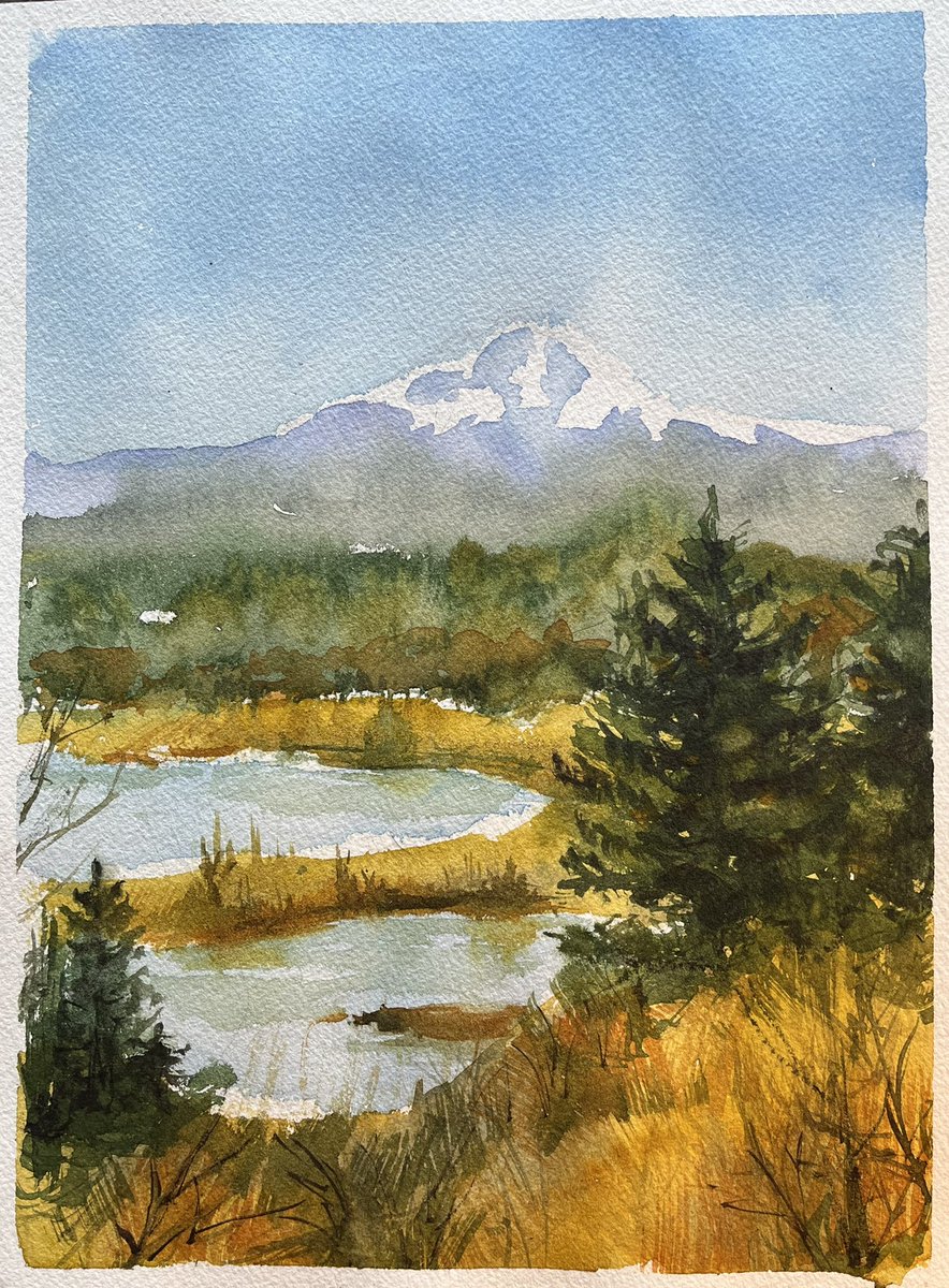 Mt. Rainier (Tahoma) #watercolorpainting #watercolor #watercolorsketchers #aquarelle #aquarellepainting #naturesketch #naturesketching #mountains #mountainview #mountrainier