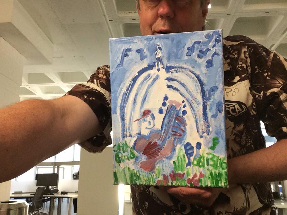 artpaulrocks's tweet photo. Self Portrait: Making Music in front of the Capitol by Art Paul Schlosser(Acrylic on Canvas) 12 inches by 9 inches #artbyartpaul #artpaulschlosser #madisonartist #outsiderart #selfportrait #music https://t.co/DkPVAKeJyt