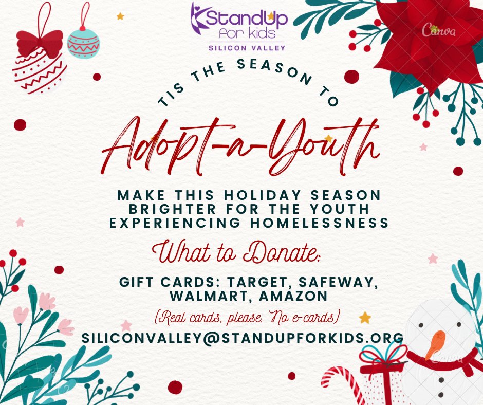 Time to shop for homeless youth this holiday season. Contact for drop off days and times.
#SVCNGives #helpinghomelessyouth #sufksv