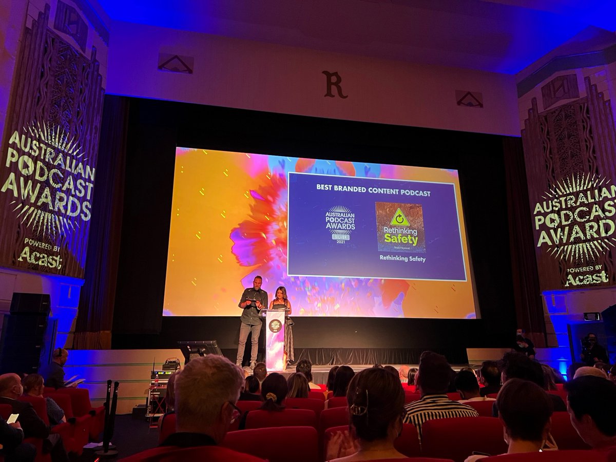 BradyHeywood's tweet photo. Very excited that our #podcast series 'Rethinking Safety' won Silver in the Best Branded Content Podcast category at the @AusPodAwards last night! ⚠🥈
 
Huge thanks to the hard work of @jackgtraynor and @AdamJaffrey of @wavelengthcreat.

Listen at https://t.co/KDgNoiQpHq https://t.co/dWgp8ZMMCR