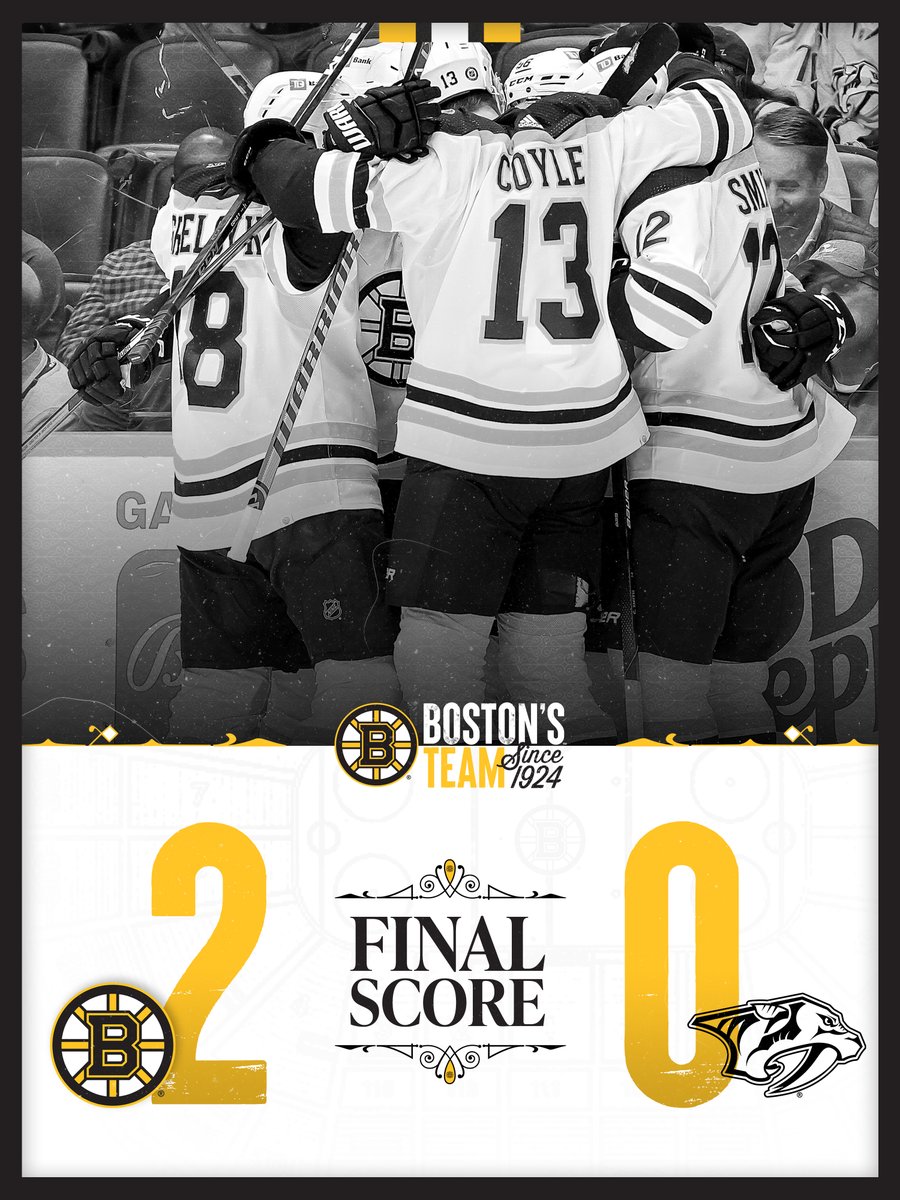 NHLBruins's tweet photo. A real nice night in Nashville. https://t.co/skS2qQiJSU