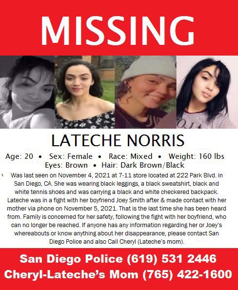 GabbsJustice's tweet photo. #MISSING #LatecheNorris #BringLatecheHome #FindLatecheNorris #SanDiego #California @SanDiegoPD @FBISanDiego @fox5sandiego @SanDiegoCounty @StellarUniquely https://t.co/HM09kar4mM