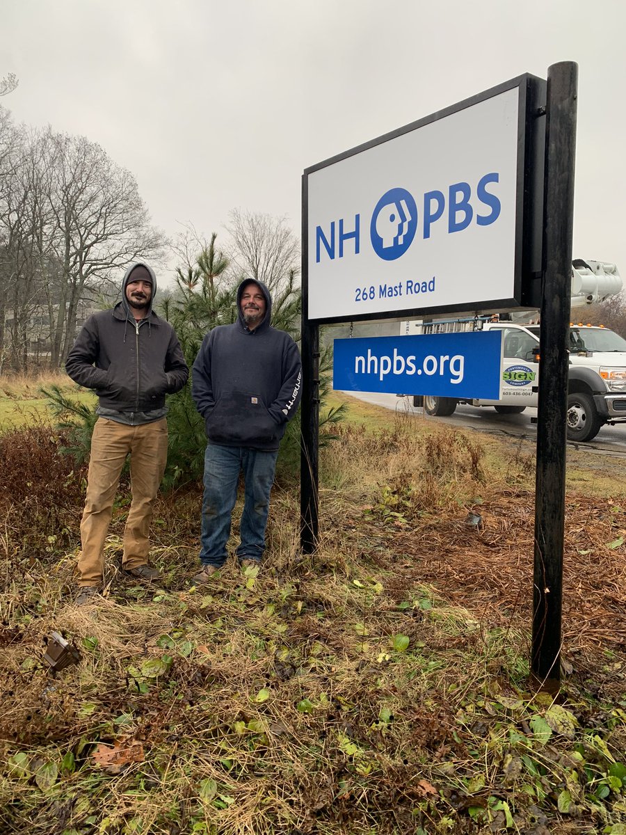 NHPublicTV's tweet photo. Many thanks to Joe and Casey from Portsmouth Sign Company, #NHPBS is sporting a new sign! Expert tradesmen making it happen - they can do anything! ๐จ๐๐๐๐ช๐
Want to learn more about trades? Check out https://t.co/g1b2zJiAiU
#trades #IBuildNH #grateful https://t.co/wKI2GKXKXn