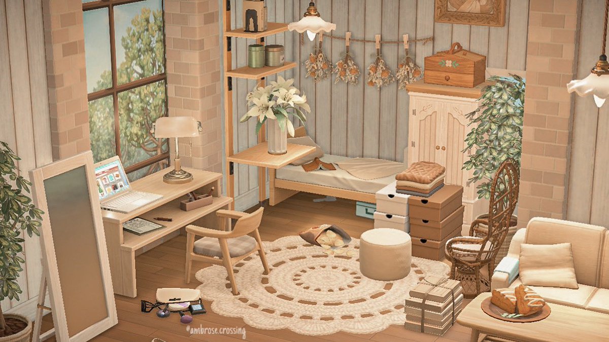 breeziilla's tweet photo. A messy (but cozy) bedroom 🤎 #acnh #animalcrossing https://t.co/GWrp8aBBIe
