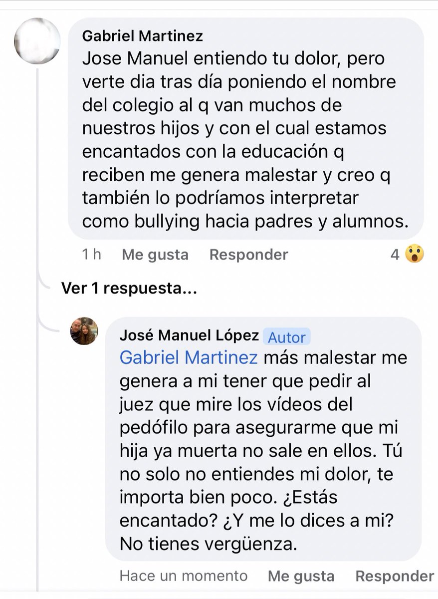 JMporKiraLopez's tweet photo. Esto es lo que me escribe un padre que vive en la portería de al lado cuyos hijos van al colegio que iba mi hija Kira. Este es el nivel. Su opinión me importa bien poco. #StopBullyingForKira @No_AcosoEscolar https://t.co/Cx0D7m7OhB