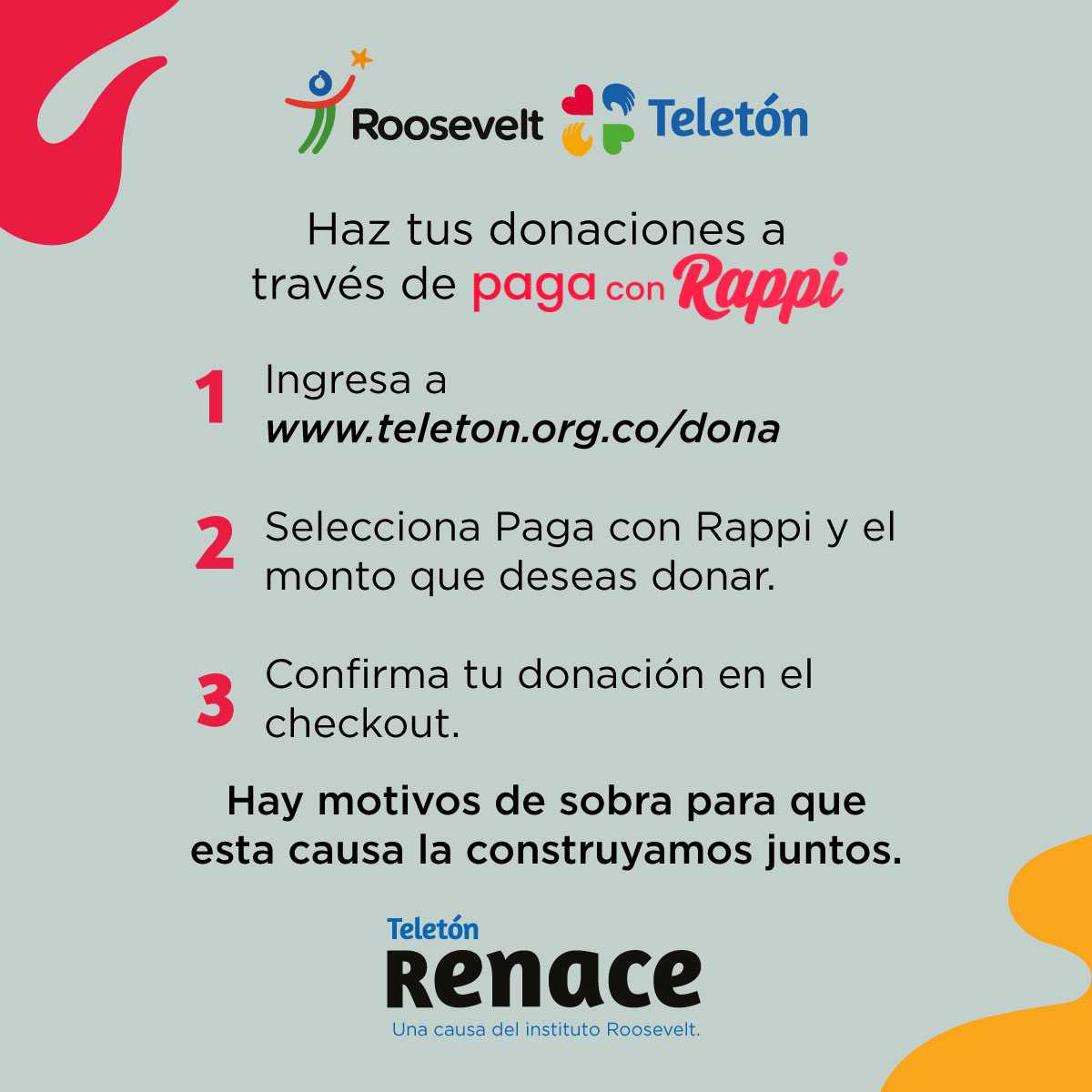 TeletonColombia's tweet photo. 🔥❤️Mientras compras eso que más te gusta en @rappicolombia puedes cambiar a vida de más de 22.000 personas que esperan recibir una atención de excelencia en sus tratamientos de rehabilitación.
#teletonrenace #teletoncolombia #MeMotiva https://t.co/Pun0ydPMit