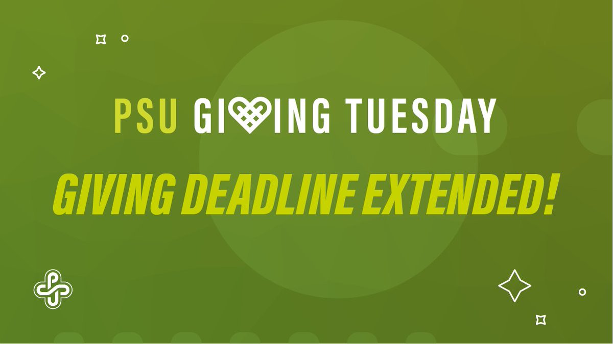PSU_Foundation's tweet image. 👀 After another successful #PSUGivingTuesday, we&apos;ve extended  your chance to give! All funds are now accepting gifts through the end of the year! psudayofgiving.org