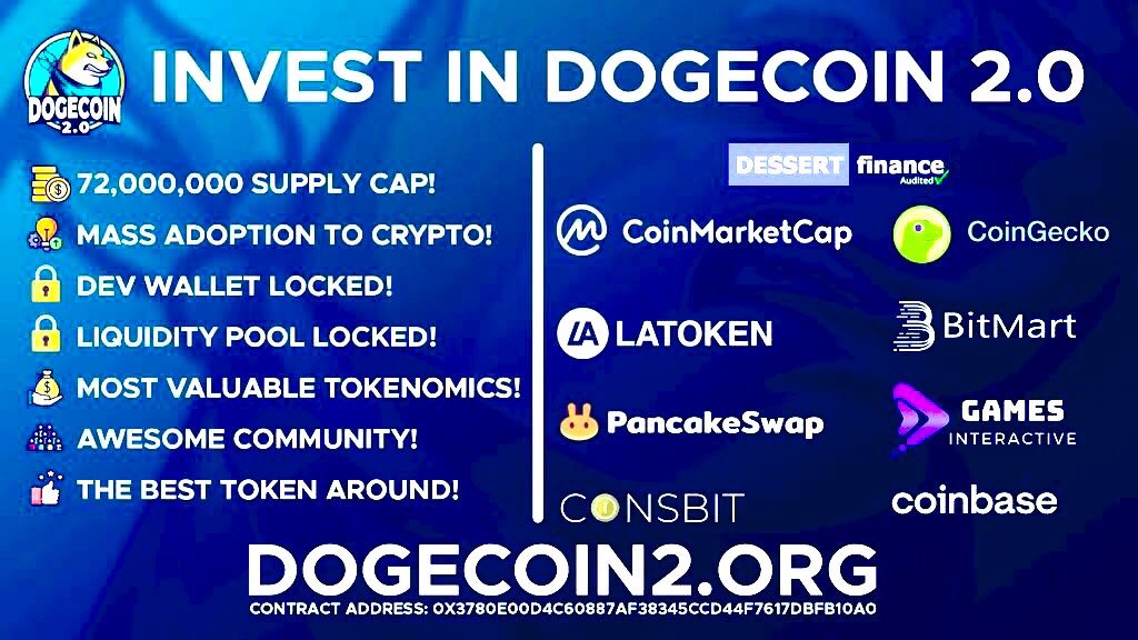 apc80322761's tweet photo. @WatcherGuru #Doge2 π 72M SUPPLY ONLY! https://t.co/6U0DsZgLJA Dev Wallet Locked ForeverπLiquidity Pool Locked! #RugPullProof Most valuable Tokenomics due to low supply! Dedicated Team read whitepaper & goals! #cryptocurrency #CryptoGaming #Staking #ToTheMoon #100xgem https://t.co/h0GnDI6kIg