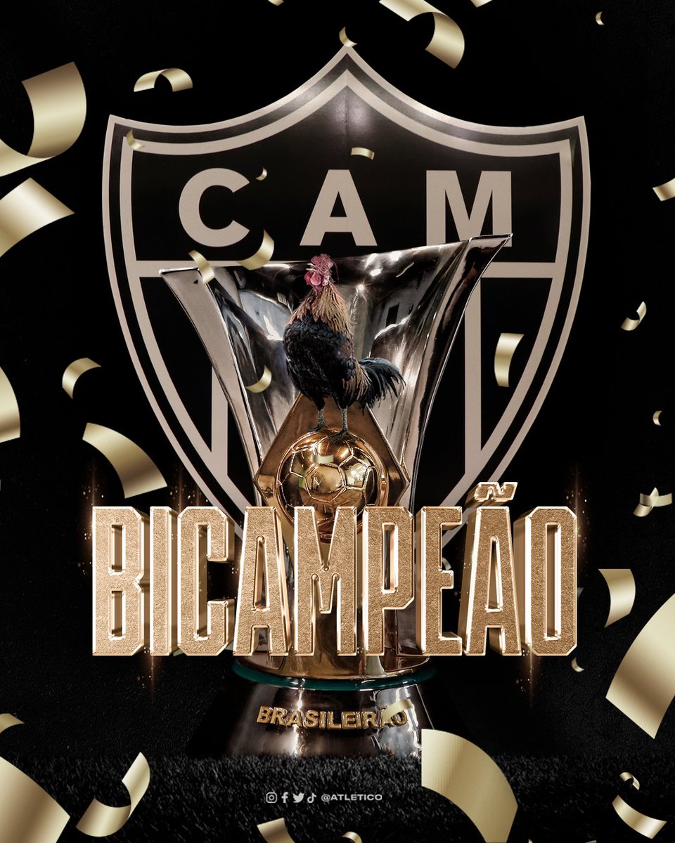 Atletico's tweet photo. 🏆🐔 O #GALO CANTOU PRA AVISAR QUE A TAÇA DO BRASILEIRÃO É NOSSA!
 
🏆🏆 #BicaBiCAMpeão https://t.co/jC4xKvgX8C