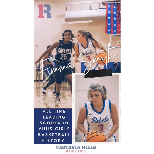 Vestavia Hills Rebels Athletics (@1rebelathletics) on Twitter photo With her last bucket, @_emmacsmith breaks a 27 year old scoring record held by Vicki Vettenburg to become <a href="/1rebelgirlhoops/">VH Girls Basketball</a> all time leading scorer! Congrats! We are so proud of you! Keep shooting! With her last bucket, @_emmacsmith breaks a 27 year old scoring record held by Vicki Vettenburg to become <a href="/1rebelgirlhoops/">VH Girls Basketball</a> all time leading scorer! Congrats! We are so proud of you! Keep shooting!
