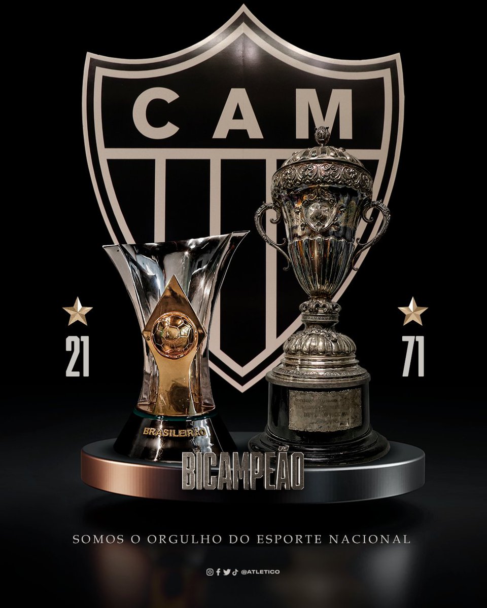 Atletico's tweet photo. 🎶 Tempo, tempo, tempo… 
Vou te fazer um pedido... ⭐⭐
 
🏆🏆 #BicaBiCAMpeão https://t.co/VjmZbsxRSQ