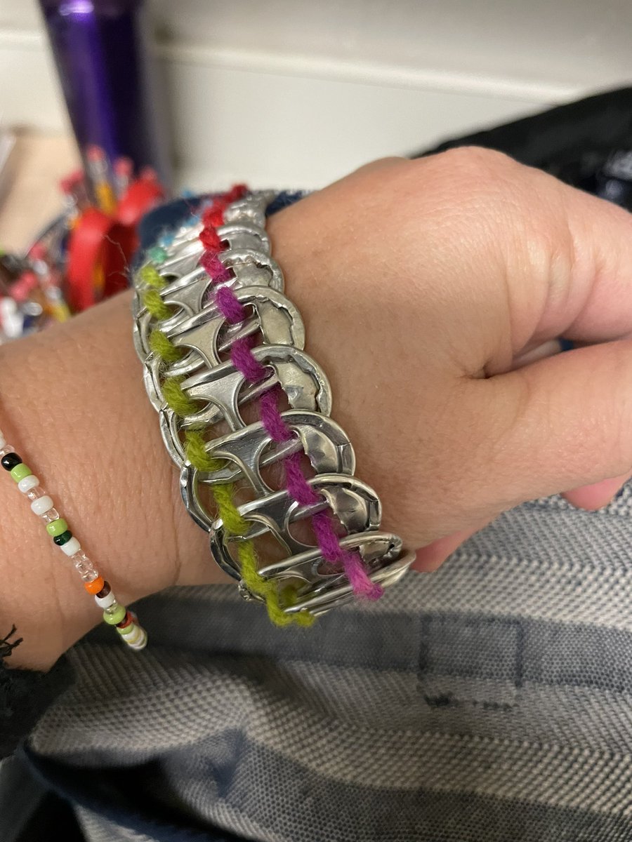 temabell's tweet photo. One of our @AnnapHS_AACPS MLs made bracelets out of soda can tabs.  He sold them to raise money for @aacspca.  Today he got to deliver the funds with a delightful letter explaining his work and inspiration for his project. So proud of his hard work! #empoweringimmigrantyouth https://t.co/lmLm94oxlK