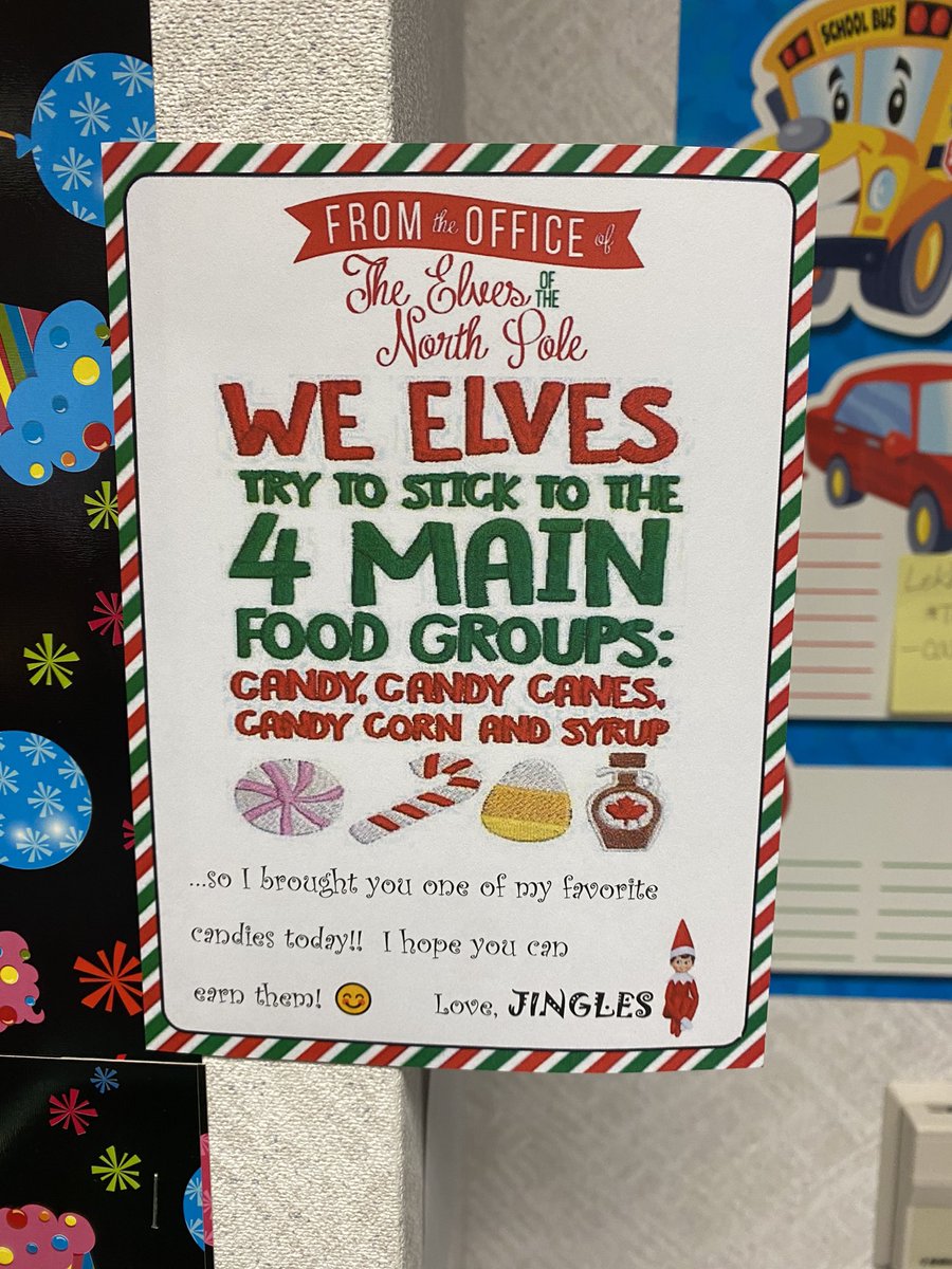 MsHKinderCrew's tweet photo. JINGLES must have been impressed with our behavior yesterday, because today he brought us a treat!! ๐ #sixlets ๐ด๐ขโช๏ธ #behaviorwatch #elfonduty @LindseyElem https://t.co/upM6OUYqfu