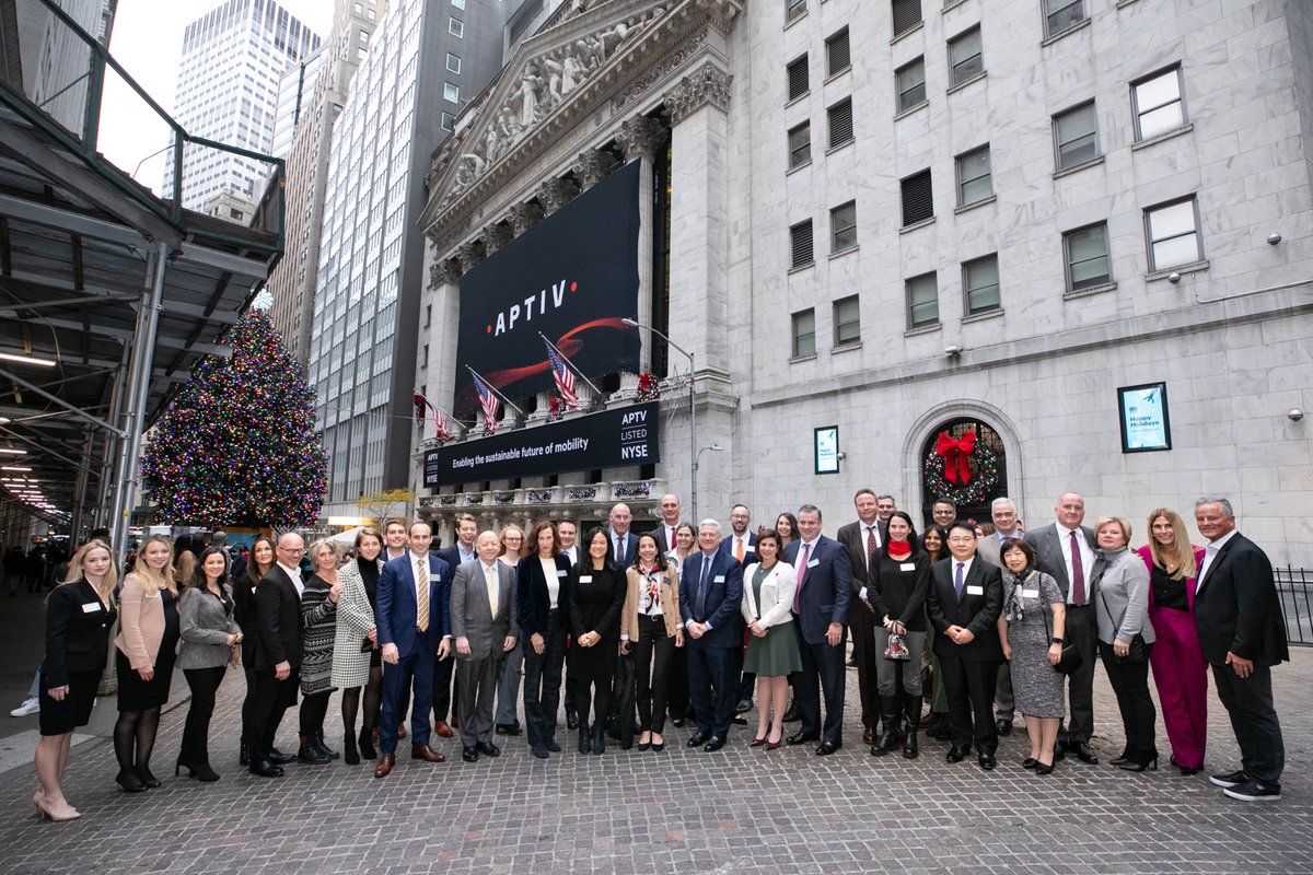 NYSE's tweet photo. 10 years listed on the NYSE! 🎉 Congratulations to Kevin Clark and the @Aptiv team on this great milestone. To many more years together. 🏛 #NYSECommunity $APTV https://t.co/KBEeS40sV6