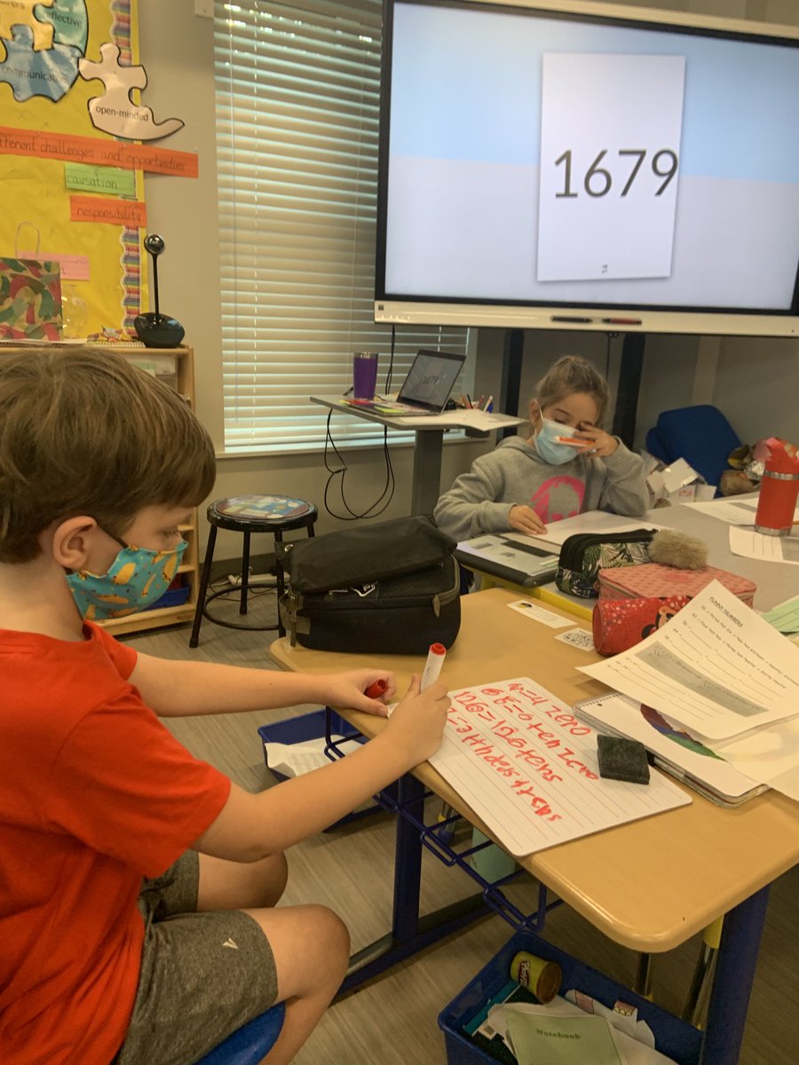 AISLearns's tweet photo. Trying different strategies to solve problems &amp; explaining our thinking  #funnynumbers #numbernicknames #aisSTEAM ⁦⁩ ⁦@gregtangmath⁩ via atlantaSTEAM https://t.co/h7w5FbdXPi