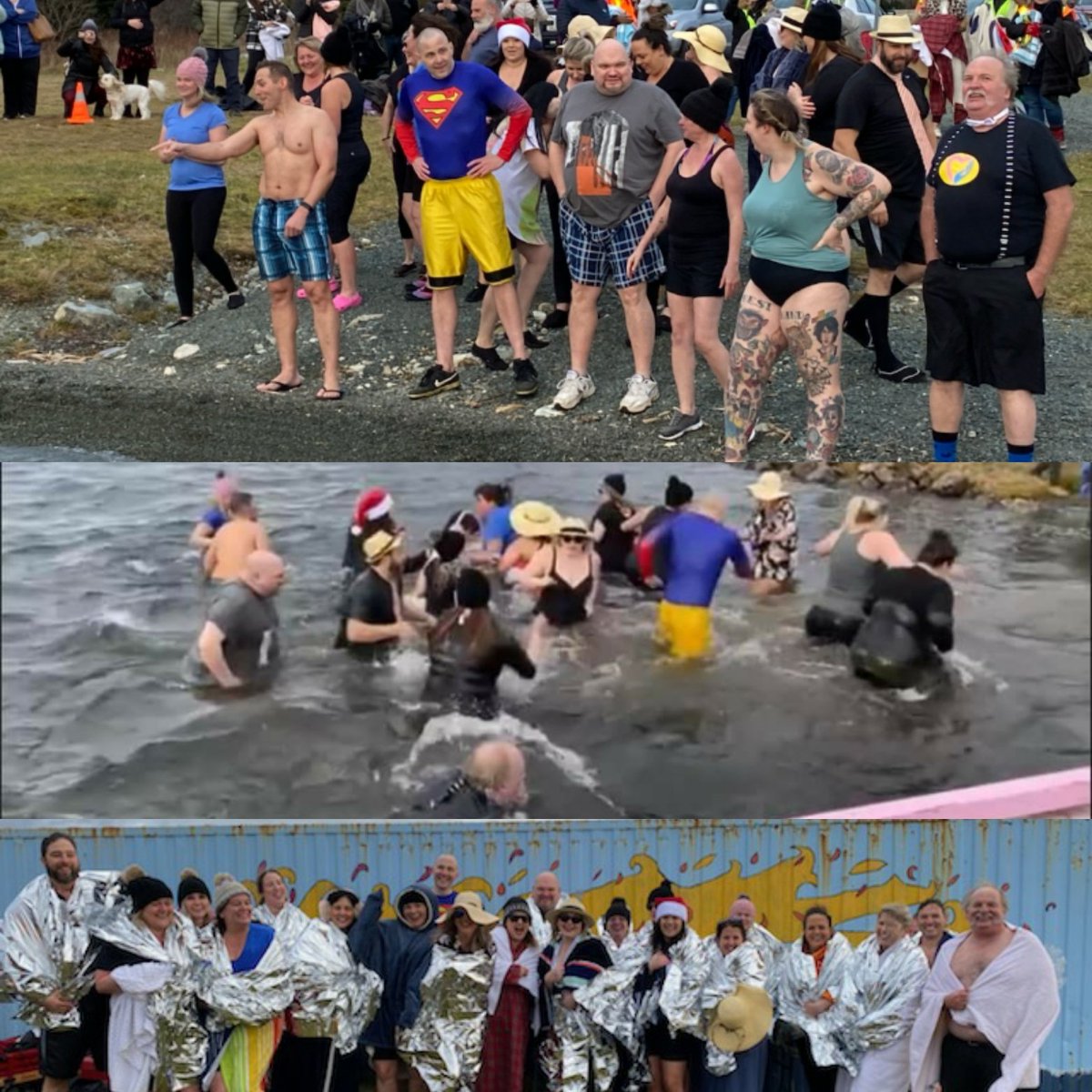 The polar bear dip is done. Thank you  to all who supported.  #Igive <a href="/LyndsaySkanes/">Lyndsay Hawco</a> <a href="/karpeddle/">Karen Peddle (she/her)</a> <a href="/buffettmelvin1/">Dianne Melvin</a>
