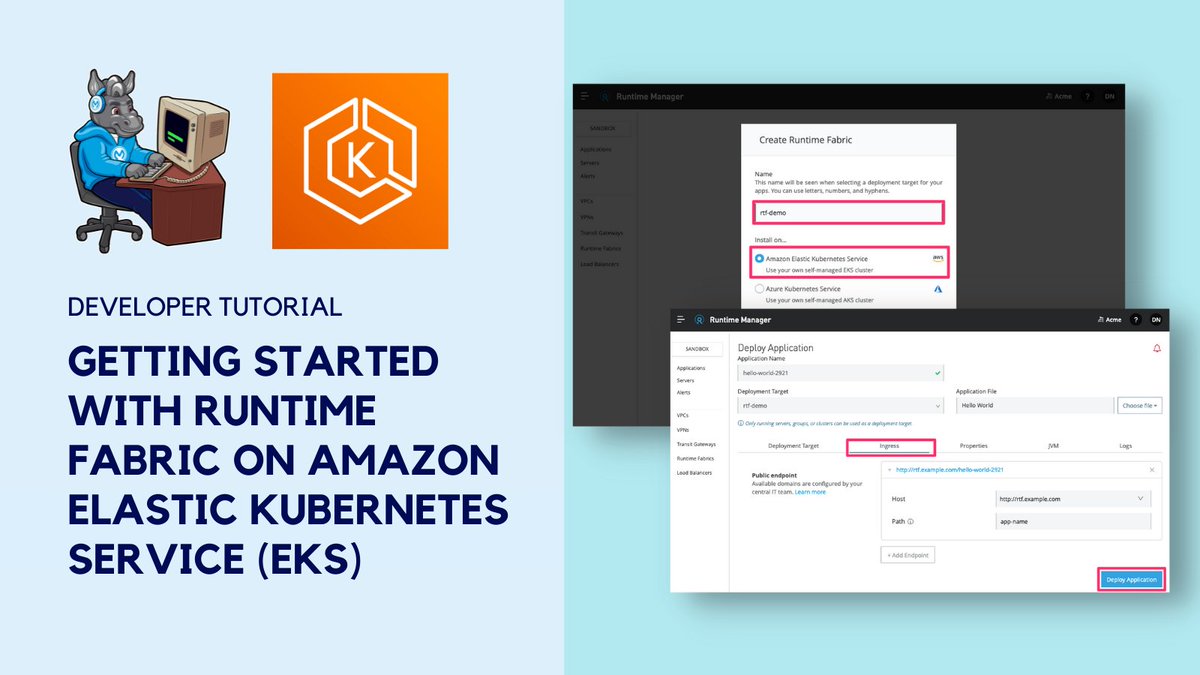 Did you know you can use MuleSoft to run different kubernetes clusters from Anypoint Platform?

Learn how to run a Mule app on an Amazon Elastic Kubernetes Service (EKS) cluster using Runtime Fabric with this developer tutorial

developer.mulesoft.com/tutorials-and-…