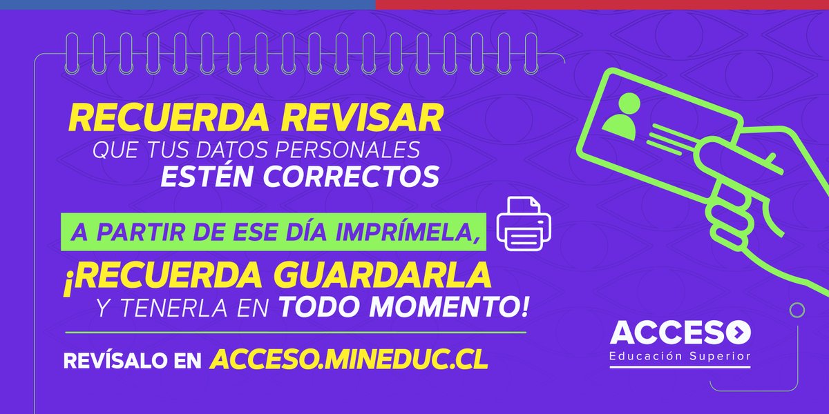 ¡Queda poco para la PDT!📝

Este sábado 4 de diciembre revisa tu tarjeta de identificación definitiva👀

¿Qué encontrarás?
🔷Grupo designado para aplicación
🔶Comuna del local de aplicación
🔷Dirección del local y sala de rendición

Revisa tus datos y no olvides imprimirla💳