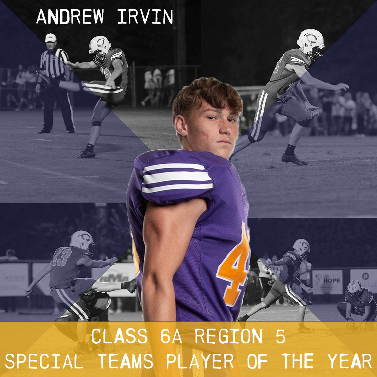 Congratulations to the Class 6A Region 5 Special Teams Player of the Year <a href="/LeftIrvin_Kicks/">Andrew Irvin</a> 📸: <a href="/JHRphotography/">JHR Photography</a>