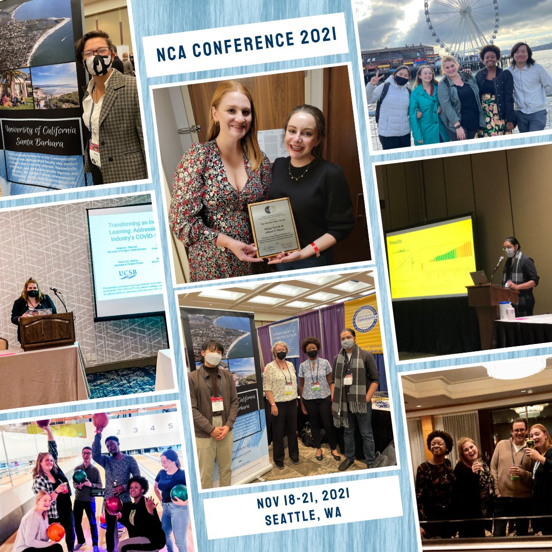 CommUcsb's tweet photo. Our grad students and faculty had a great time presenting, recruiting new graduate students, and being immersed in the field of Communication research at National Communication Association in Seattle, WA this year! #UCSBComm #NationalCommunicationAssociation https://t.co/Ikk6pf9axD