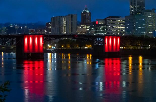 Portland is lighting the Morrison Bridge red for #WorldAIDSDay (December 1) through the end of this week. #WAD2021
