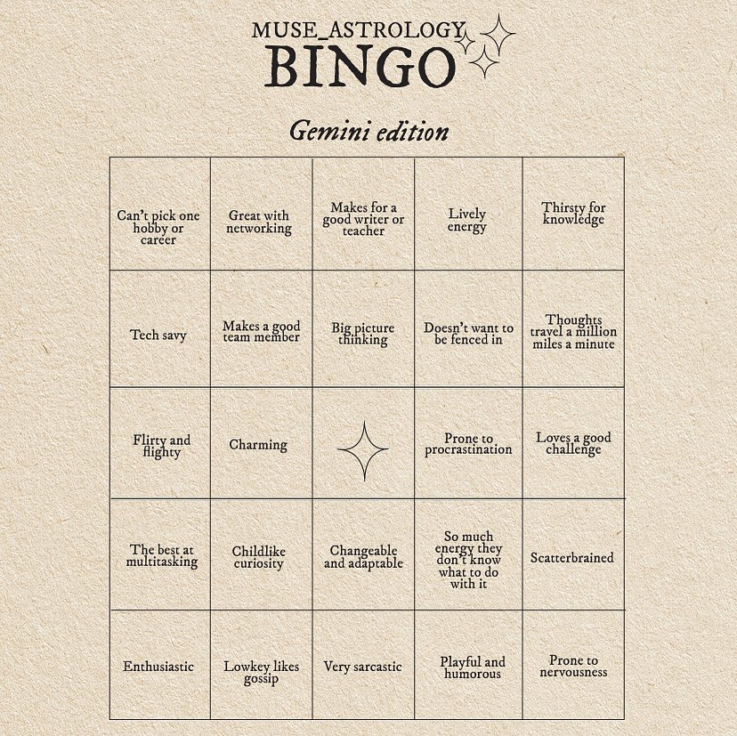 Typewriterastro's tweet photo. Bingo for the signs✨ (part one) https://t.co/nTa7wsm1Wi
