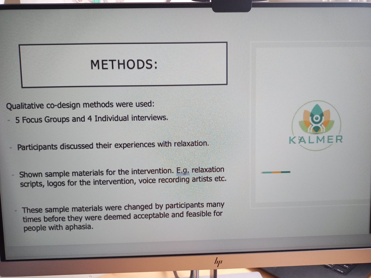 Rebecca El-Helou talks about the Kalmer trial of relaxation for stroke survivors with anxiety. What a fabulous codesigned approach - loving the consumer engagement!! #OPSYRISAU2021