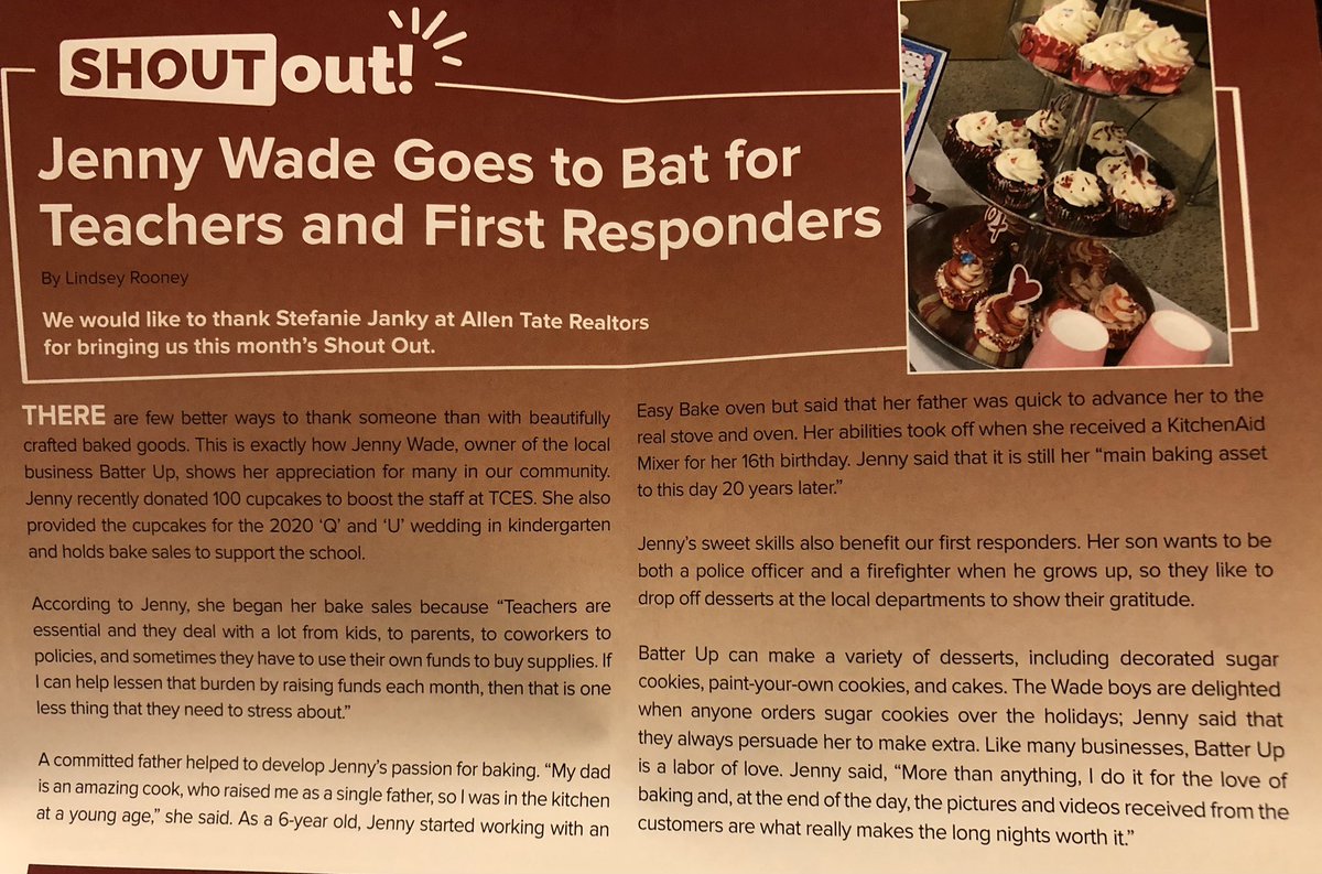 What an amazing honor having this shout out. But it wouldn’t be possible without the amazing community I call home. Thank you for trusting in me to help support our local school and first responders❣️

#batterupjw