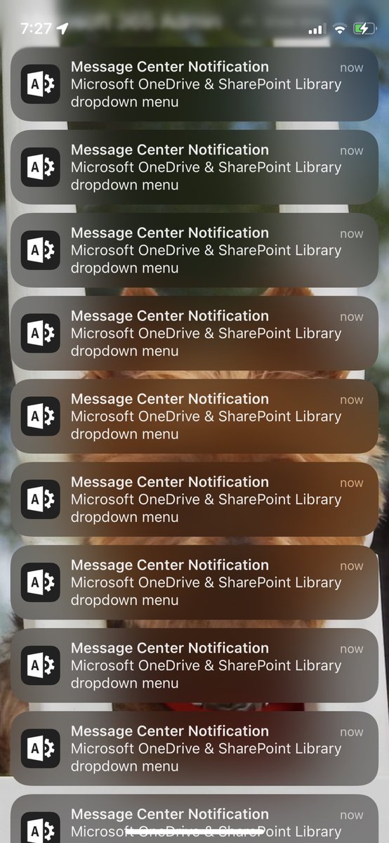 KeaneLucy's tweet photo. OMG ⁦@Microsoft⁩ what the hell is happening? I’m getting about 3 notifications per second. Seriously. Sounds like a slot machine. https://t.co/tCooivFmi2