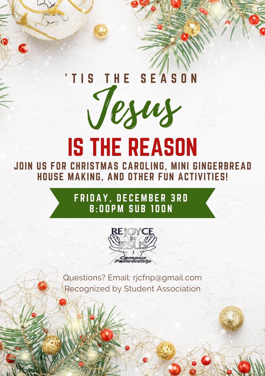 rjcfnp's tweet photo. Friday 12/3 at 8pm, come out and celebrate the season with us! There are refreshments too! ๐๐๐ #ReJOYce #npspiritual #npsocial @newpaltz #sunynp #sunynewpaltz https://t.co/0QhV9PClEO