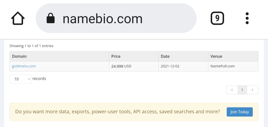 MostBay's tweet photo. GoldMeta .com sold for $24,999 at NamePull: Dec 02, 2021. (not mine, source Namebio).
It increases the price of:
https://t.co/RkypZDjzq8
https://t.co/UL85PQmONg
Cheers✌
#meta #metaverse #gold #goldlab #MetaAurum #MetaGoldLab #domain https://t.co/psYLBwZRWv