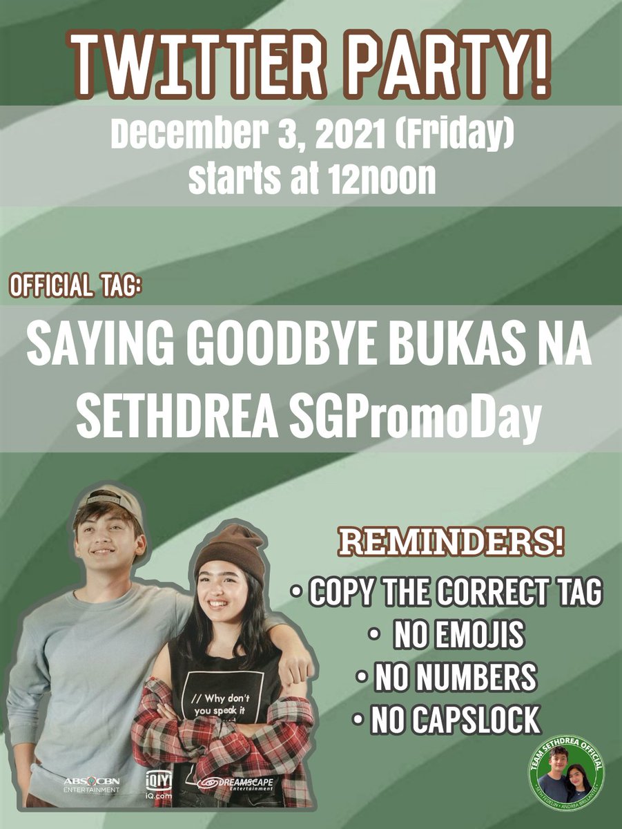 QuenDreaOFC's tweet photo. Twitter Party Start Now! 

SAYING GOODBYE BUKAS NA

SETHDREA SGPromoDay https://t.co/b9hFEhAVng
