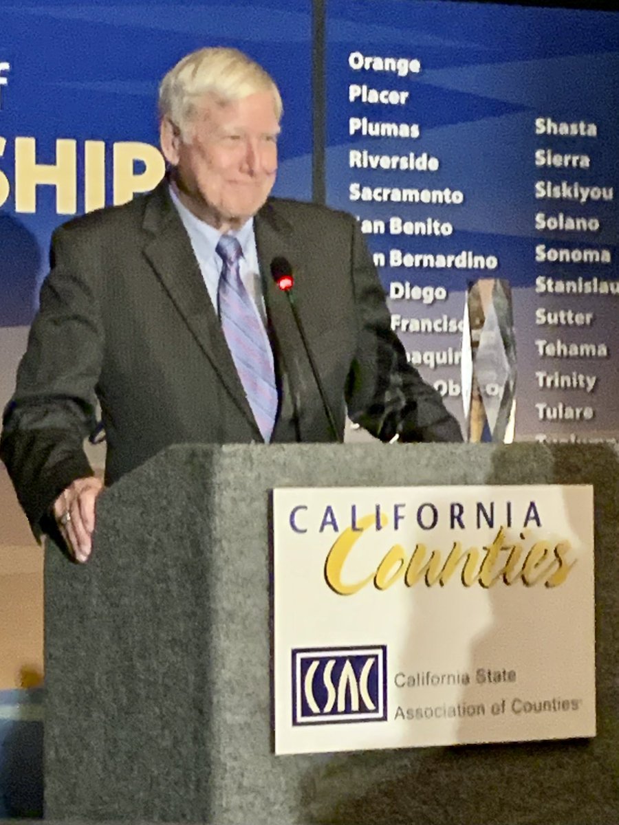 CSAC_Counties's tweet photo. CSAC's Lifetime Achievement Award goes to the one and only retired @SanDiegoCounty Supervisor Greg Cox for his many amazing triumphs over his long career - the least of which is his #leadership hat trick being President of #CSAC, @CalCities & @NACoTweets! #CSACAM2021 https://t.co/dx5urOmN3O