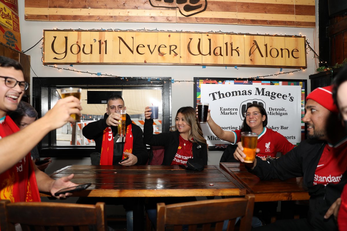 OLSCDetroit's tweet image. MERSEYSIDE IS RED!! Beautiful 4-1 win from the lads and a brilliant goal from the skipper. Thank you to everyone who came out in the middle of a weekday to celebrate with us, we had both familiar and new faces in attendance! 
#olscdetroit #ynwa #MerseysideDerby #lfc #lfcdetroit