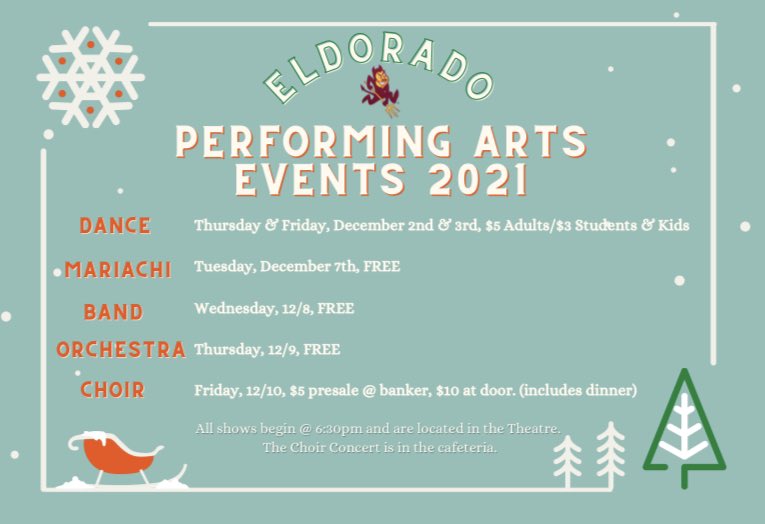 Tonight starts off our first Performing Arts Holiday Event, The Dance Show. Come &amp; support your fellow Sundevils🎄❄️#EHSDance #EHSPerformingArts